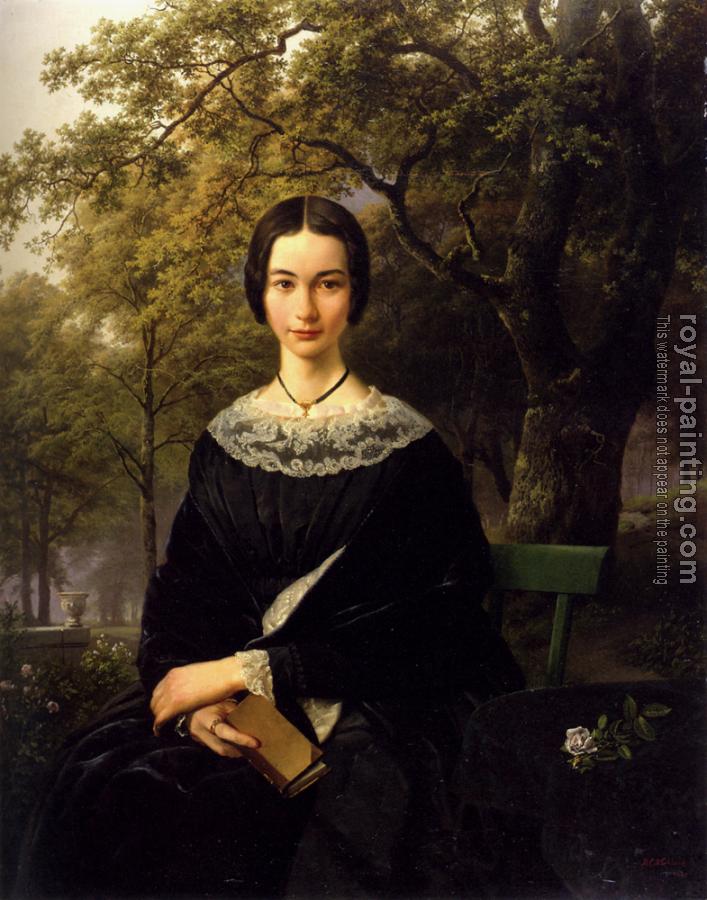Barend Cornelis Koekkoek : Portrait Of A Young Lady
